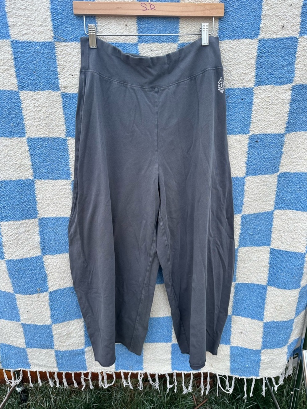 Free people movement washed black wide leg sweats